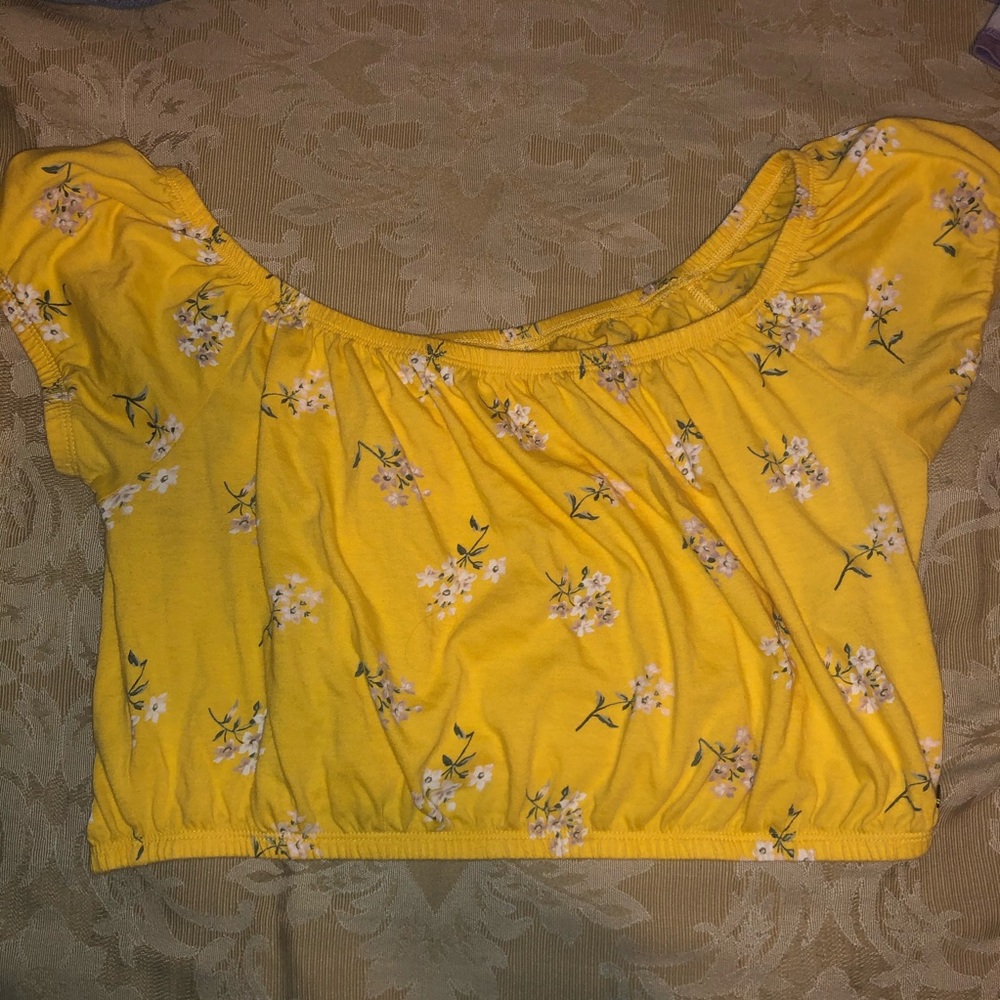 yellow floral crop top